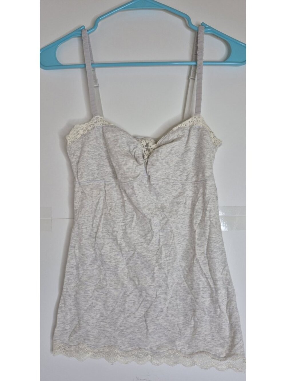 American Eagle Outfitters Eyelet Lace Camisole Gray Women's Size S Adjustable...